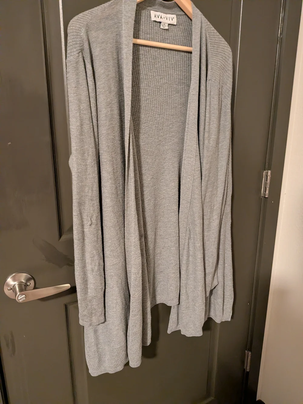 3x Ava & Viv Light Gray Open-Front Ribbed Cardigan